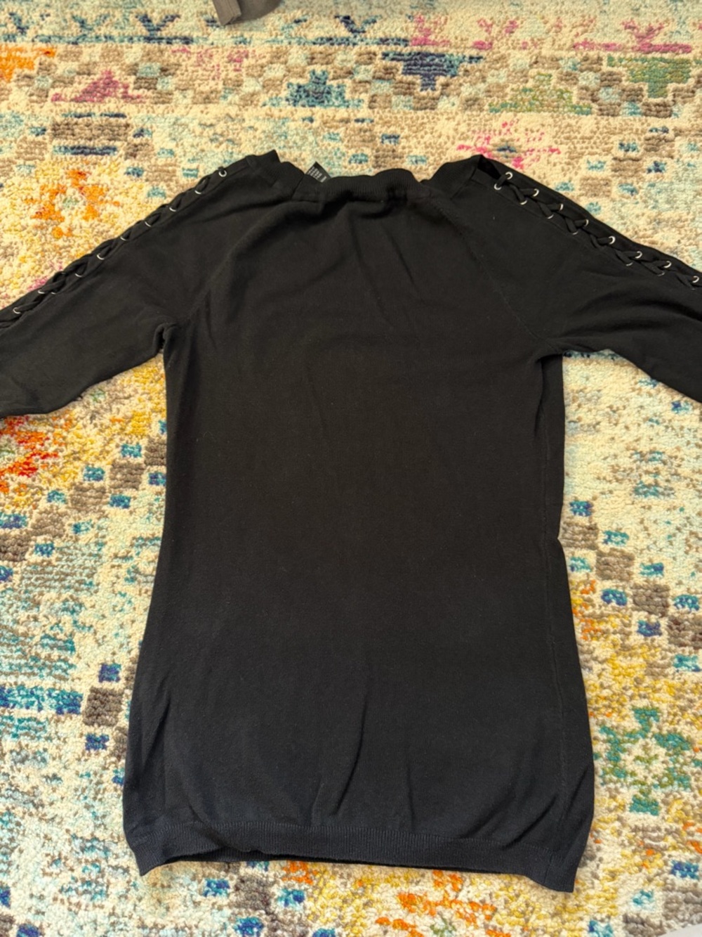 Harley-Davidson Black Rhinestone Script Lace-Up Sleeve Top - Picture 3 of 5